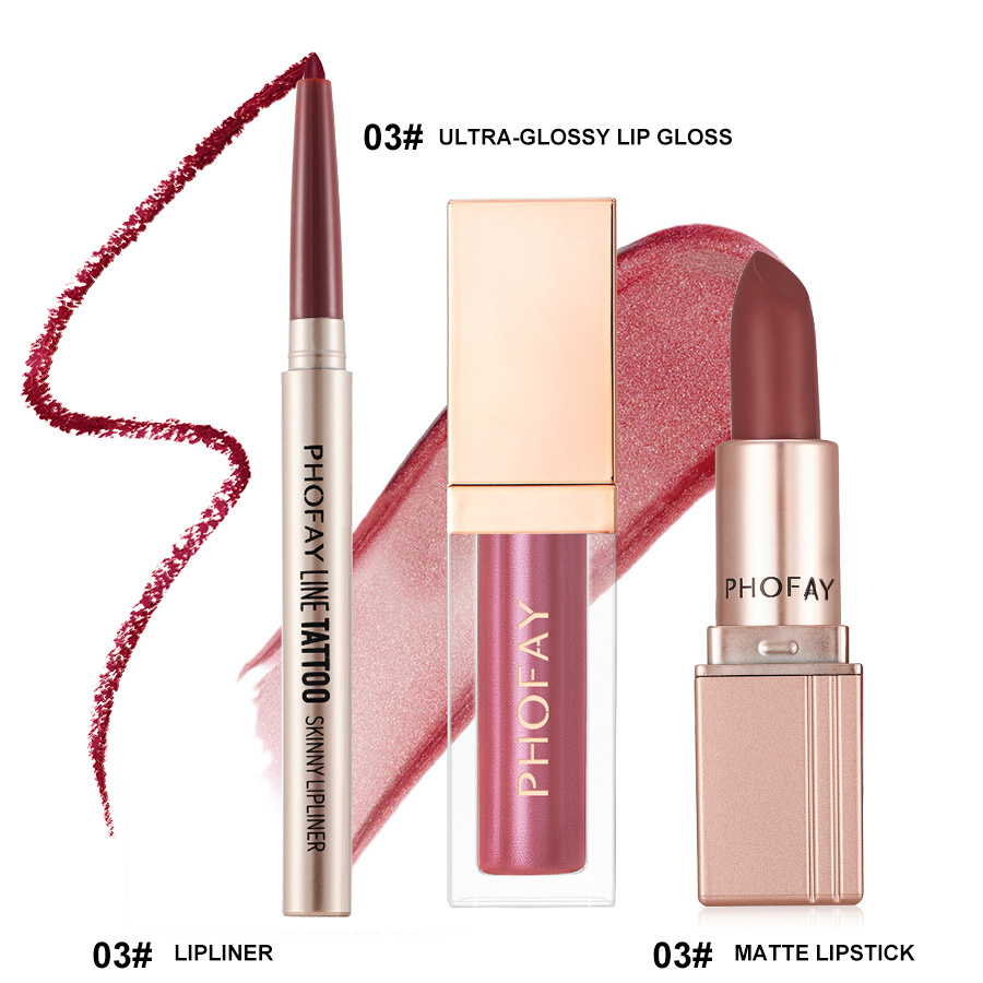 PHOFAY Ultra-Glossy Lip Gloss Matte Lipstick Lipliner - Image 3