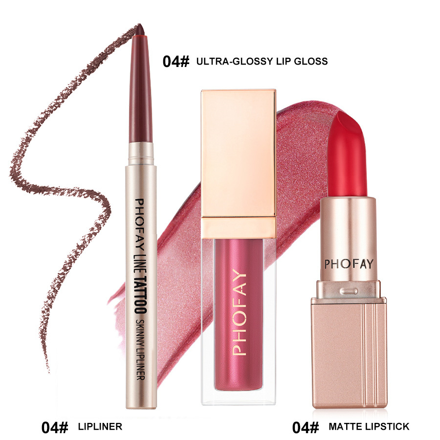 PHOFAY Ultra-Glossy Lip Gloss Matte Lipstick Lipliner - Image 4