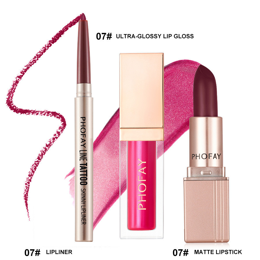 PHOFAY Ultra-Glossy Lip Gloss Matte Lipstick Lipliner - Image 7