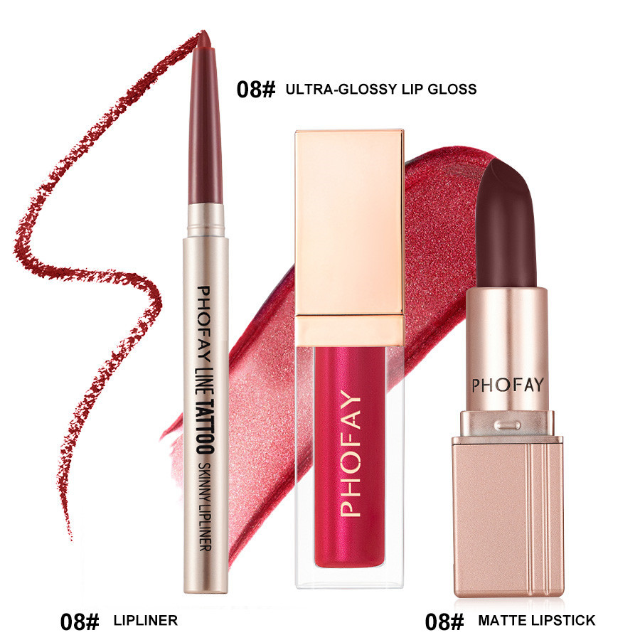PHOFAY Ultra-Glossy Lip Gloss Matte Lipstick Lipliner - Image 8